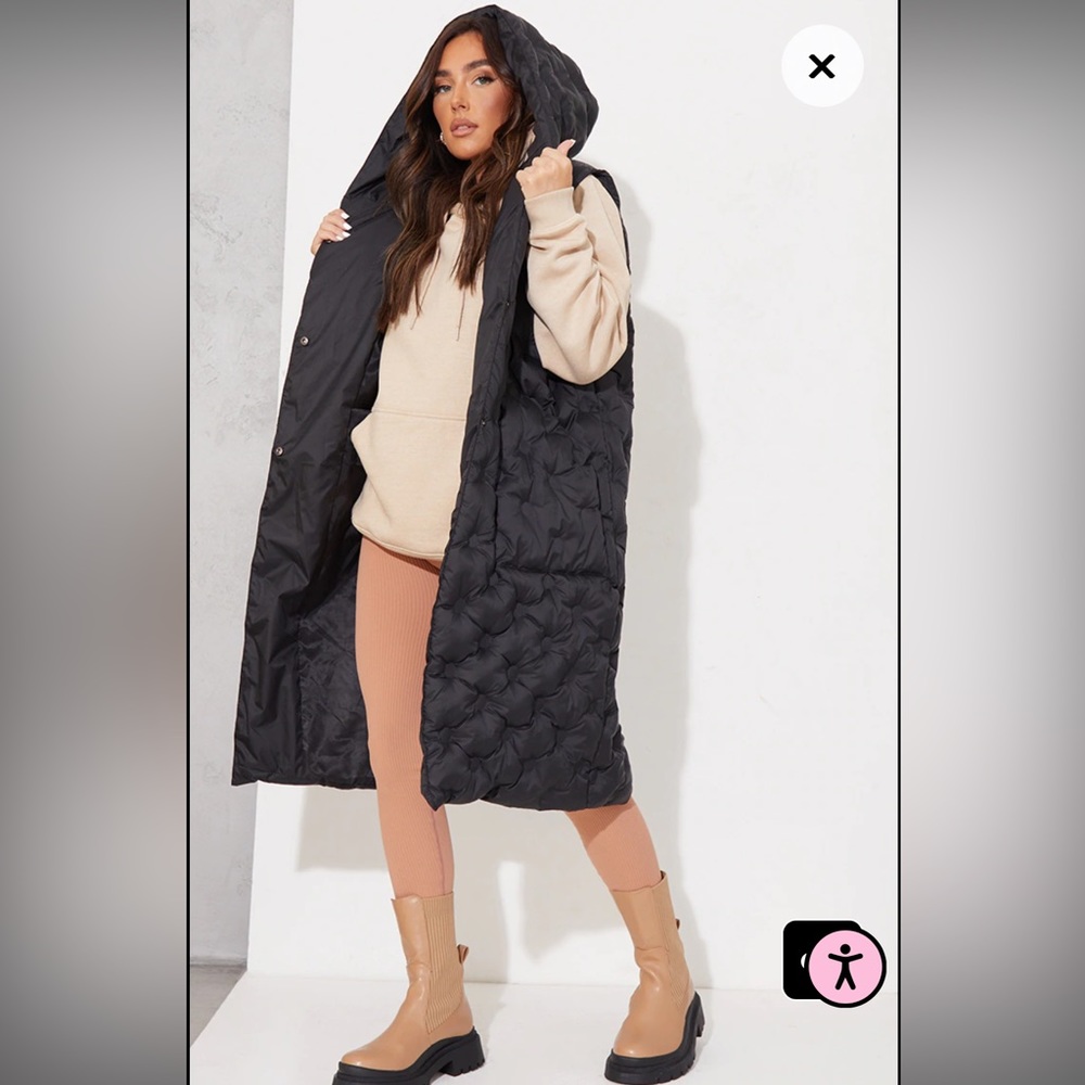 Petite Black Quilted Padded Maxi Jacket Vest